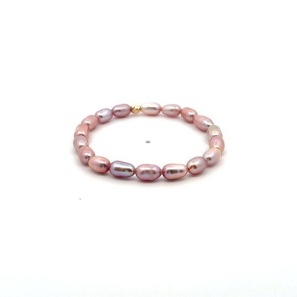 Natural Freshwater Rice Pearl Purple 18K Gold Bar Faceted Charm Bead - Picture 4 of 6